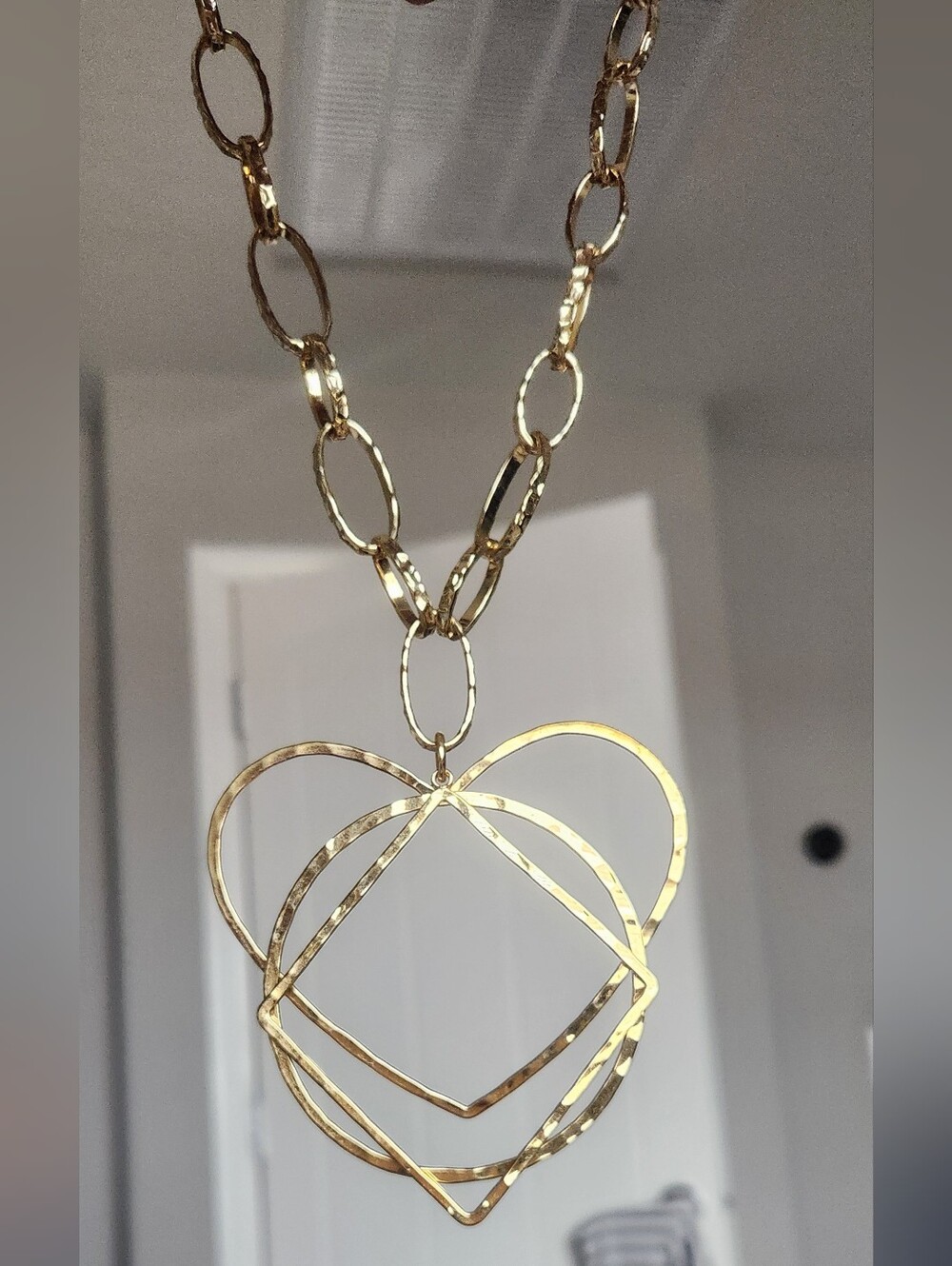 BCBG Max Azaria Gold Tone Heart Statement Necklace
